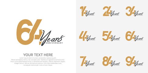 Anniversary logo set vector design, brown color for celebration event