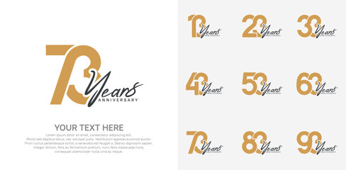 Anniversary logo set vector design, brown color for celebration event