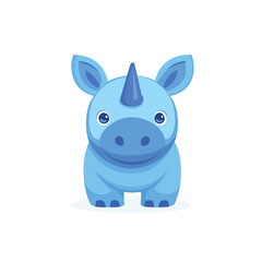 Fototapeta premium Cute Blue Baby Rhinoceros Cartoon Illustration