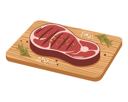 grilled steak on wooden cutting board clip art preview