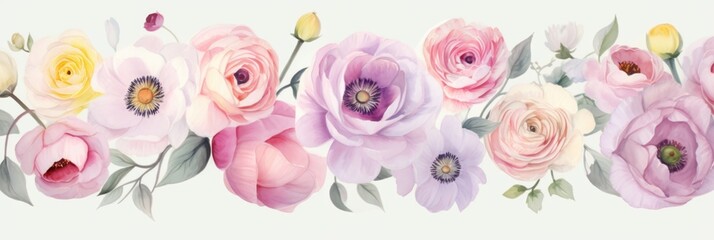 Pattern of flowers on light background