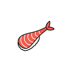 Salmon fish stuffed with rice, Japanese food icon logo flat vector design