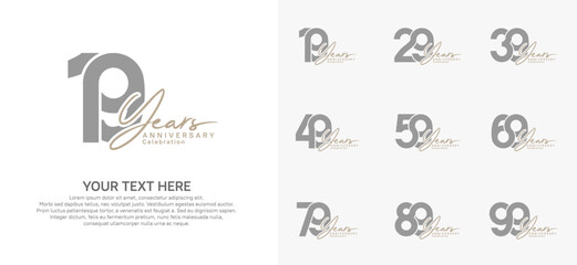 Anniversary logo set vector design, gray color for celebration event