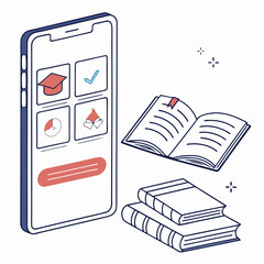 Online education app on smartphone