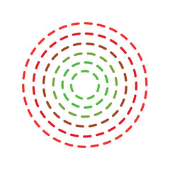 Colorful Dashed Concentric Circles Abstract Vector