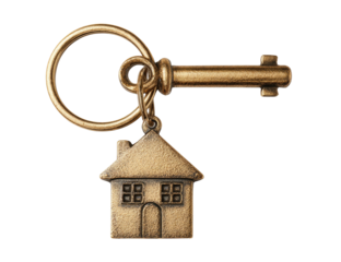 Brass key and house charm