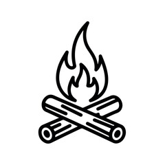 Bold Campfire Outline Vector Icon for Nature