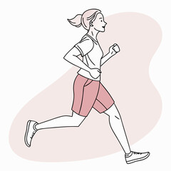 A woman is running with sportswear in vector art