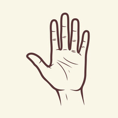 Hand Drawn Human Hand Gesture Vector Illustration