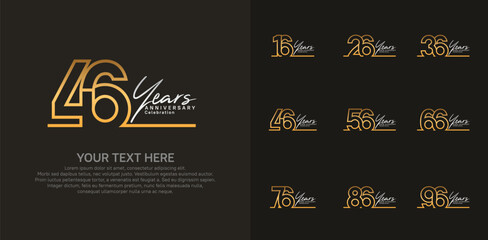 Anniversary logo set vector design, gold and silver color for celebration event