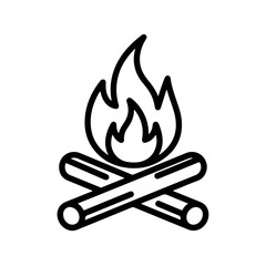 Bonfire Outline Vector Icon for Camping and Outdoors
