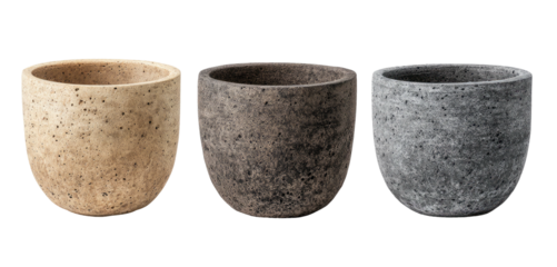 Three speckled plant pots