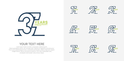 Anniversary logo set vector design, black and green color for celebration event