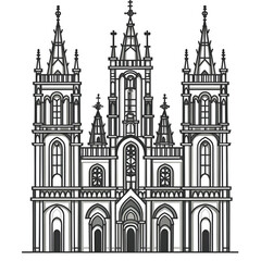 Fototapeta premium Detailed grayscale illustration of a religious structure