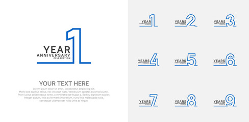 Anniversary logo set vector design, purple and black color for celebration event