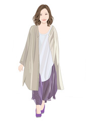 微笑む大人の女性ファッションイラスト