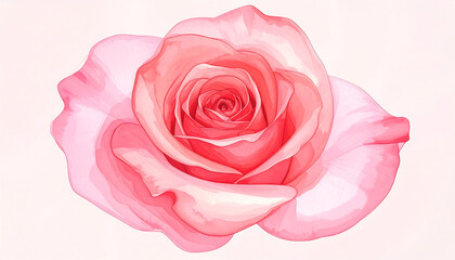 Fototapeta premium Soft pink watercolor rose with swirling petals and delicate abstract brushwork evoking gentle romance and serenity