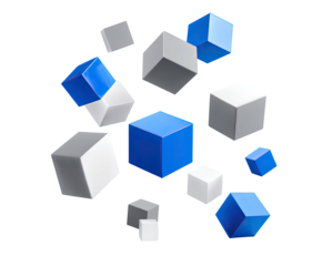 Abstract design of interconnected cubes