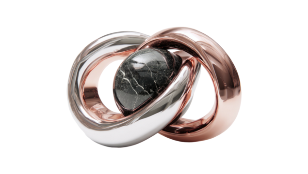 Abstract intertwined rings, marble sphere