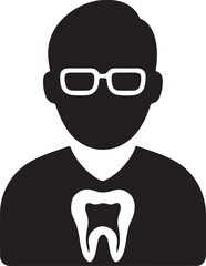 Silhouette of an endodontist icon, perfect for dentistry, root canal, and oral care designs.