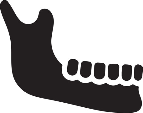 Silhouette of a jawbone outline icon, perfect for dentistry, anatomy, and medical designs.