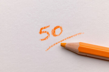 A low score written with a colored pencil.