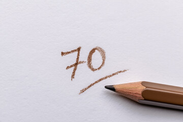A low score written with a colored pencil.