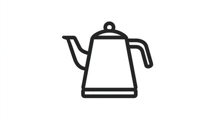 Obraz premium Minimalist outline illustration of a teapot with spout and handle on white background
