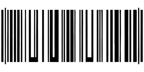A high-resolution black and white barcode illustration with clean vertical lines of varying thickness and clear numeric digits below, isolated on a transparent background, crisp vector style suitable 