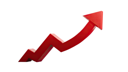 Red upward trend graphic