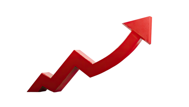Red upward trend graphic
