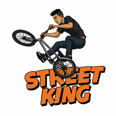 Illustrated Freestyle Bmx Rider Performing Stunt Urban Lifestyle Illustration