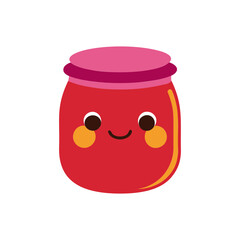 Cute red jam jar cartoon character design