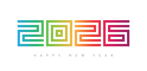 Cover of business diary for 2026 with wishes and colorful gradient. Brochure or calendar cover design template. Happy new year 2026