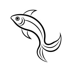Simple line art fish swimming underwater