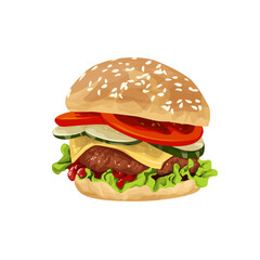 Hamburger vector food image. Transparent hamburger PNG image. High resolution hamburger vector PNG image