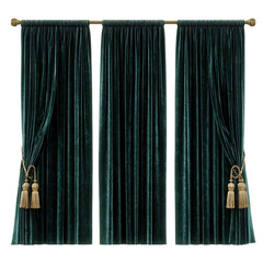 Drapery panels in teal velvet