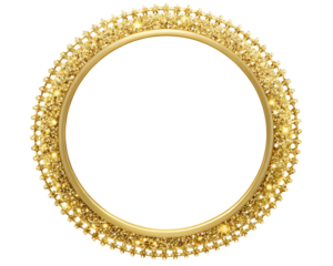 Shiny gold circle frame border isolated on white background ,PNG. AI Generated