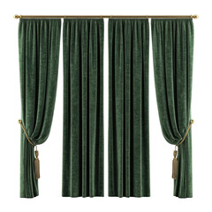Dark green velvet drapes