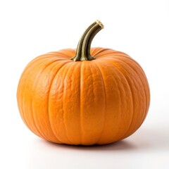 A ripe orange pumpkin on a white background is a symbol of autumn and Halloween