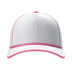 Blank white baseball cap with pink trim