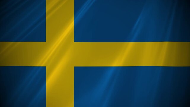 Swedish flag national flag of Sweden of a yellow or gold Nordic cross on a blue background a banner representing the Scandinavian and northern European nation blowing in the wind