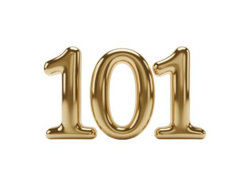 Celebrate your company's 101st milestone with this shiny golden number or use it for educational purposes, the numeral is a perfect way to mark that special achievement