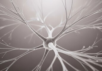 Obraz premium Macro shot of venule intersections with hyper-realistic translucent fibers captured, floating over light background and revealing fragile glowing venation structures