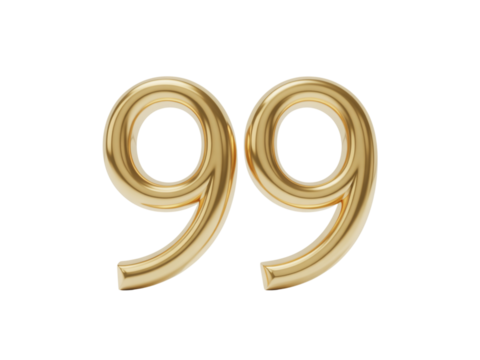 Celebrate a special golden milestone with this luxurious ninety-nine numeric symbol, perfect for anniversaries, promotions, or elegant birthday themes, a premium design element.