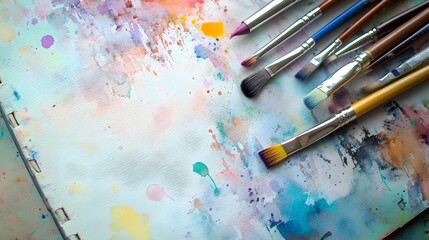 Obraz premium Watercolor Paints and Brushes