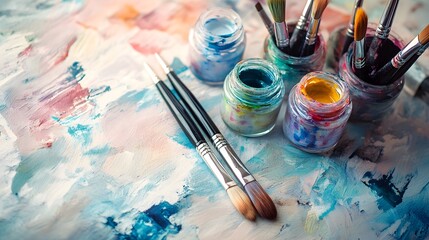 Fototapeta premium Artist's Palette and Brushes