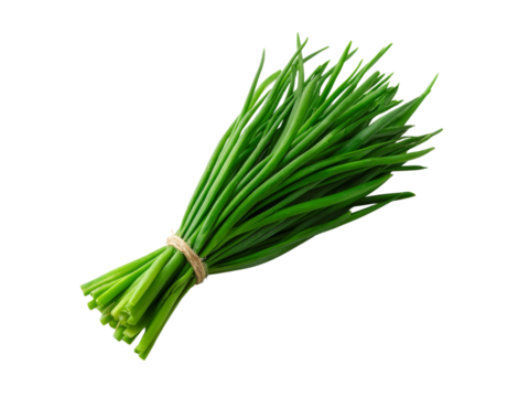 Fresh green chives bunch isolated on black background, Isolated On White Background, Png Transparent