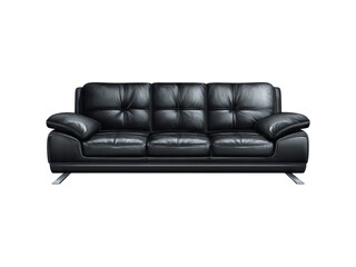 Fototapeta premium Modern black leather sofa isolated on black background, Isolated On White Background, Png Transparent