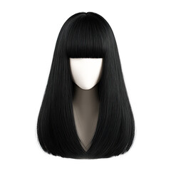 Long black wig on mannequin head